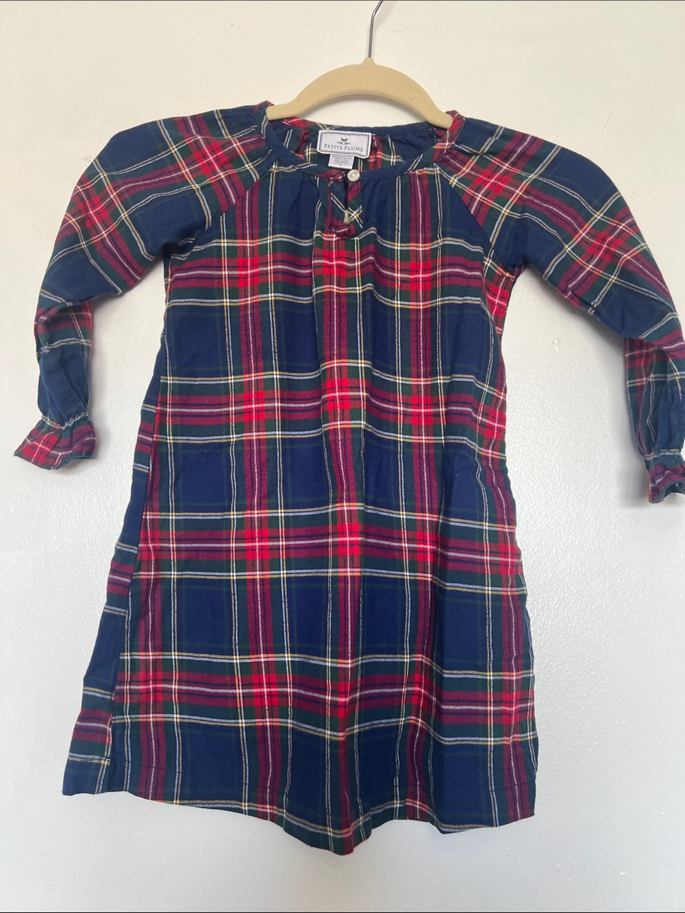 Petite plumeNavy & Red Plaid Cotton Kids pajama